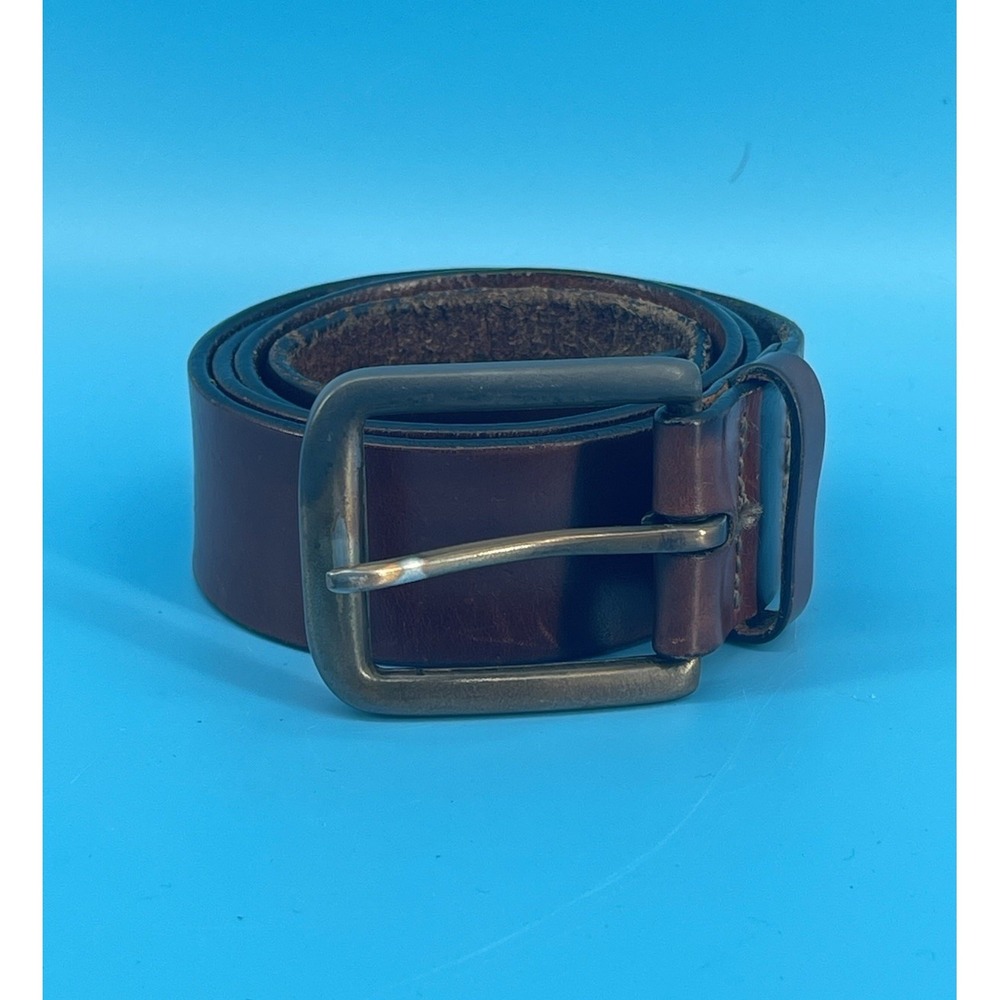 Vintage Polo Ralph Lauren Brown Leather Belt Made In USA Brass Buckle Size 38